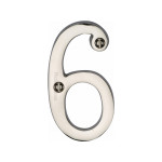 Heritage Brass Numeral 6 -  Face Fix 76mm  – Slimline font